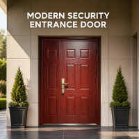 Porte en acier à grain de bois haute sécurité, design mère-fils, taille personnalisée OEM, moderne, anti-effraction, intérieure, bien scellée, sécurisée