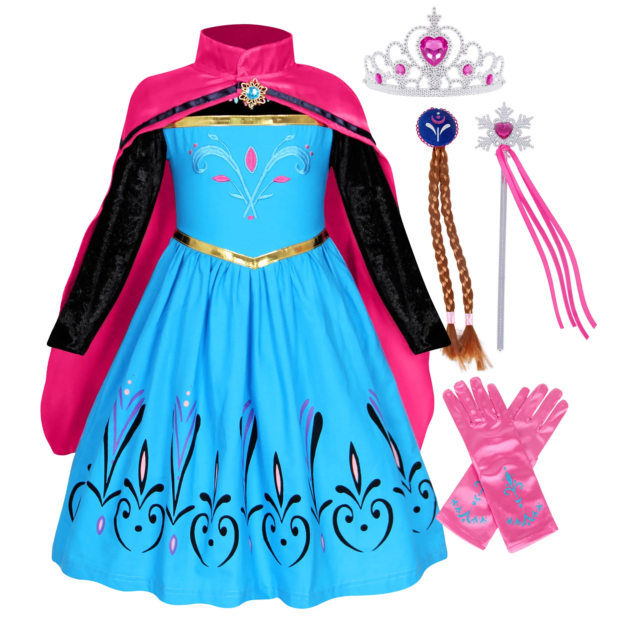 Toptan prenses elbise kız Elsa Anna Anna kostüm çocuk doğum günü için parti giysileri karnaval Cosplay kıyafetler