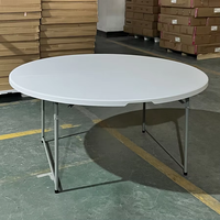 Table de banquet pliante ronde en plastique moderne de 5 pieds pour le camping, la maison ou la salle à manger d'hôtel, utilisation commerciale