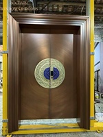 Porte de sécurité double en acier martelé BOCHARM avec transom en fer forgé et serrure à empreinte digitale pour villa de luxe et hôtel