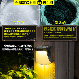 Lampe murale solaire d'extérieur, lumière LED, angle de faisceau de 20 degrés, diffuseur en polycarbonate pour la décoration de jardin, clôture, escalier - Product Image 3