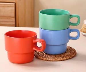 Mug 12,85 oz avec poignée en bois simple, grandes tasses en céramique faites à la main pour le latte, le café, le thé, la soupe, cadeaux - Product Image 2