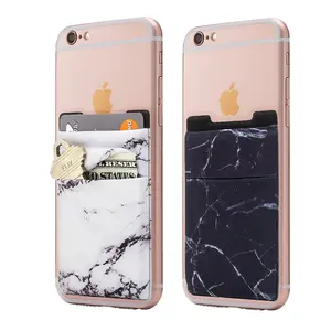 Universal Leather Credit Card Holder Wallet Marble Mens Luxury Card Holder 3M Sticker Phone Card Holder Sticker Pocket Pouch