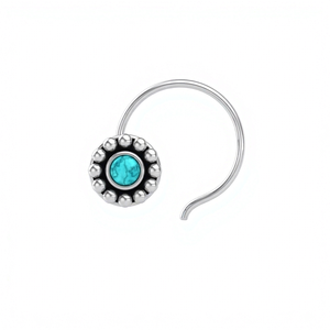 Joyería Artesanal India de Plata de Ley 925 con Turquesa Natural, Set de Anillos de Nariz Redondos, Estilo Boutique para Mujeres y Niñas - Product Image 1