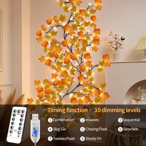 Luci a forma di foglia d'acero e rami di salice per parete, con telecomando e timer, 8 luci, per camera da letto, porte, matrimoni, <span class=keywords><strong>Natale</strong></span> - Product Image 3
