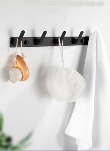 WEKIS Porte-manteau mural décoratif noir en métal à 5 crochets, auto-adhésif, écologique, pour salon, armoire, vêtements, manteaux - Product Image 3