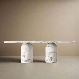 <span class=keywords><strong>Tavolo</strong></span> da Pranzo <span class=keywords><strong>Allungabile</strong></span> Kumusi in Marmo Arabescato, Stile Scandinavo, Realizzato a Mano per Casa e Officina - Product Image 2