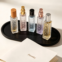 Flacon pulvérisateur de parfum vintage en verre carré gaufré de 12 ml avec boîte personnalisée pour cosmétiques et huiles essentielles