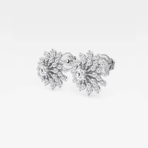 Élégantes boucles d'oreilles Sunburst avec diamant rond de laboratoire de 1 carat, éclat brillant, bijoux de luxe éthiques pour femmes - Product Image 4