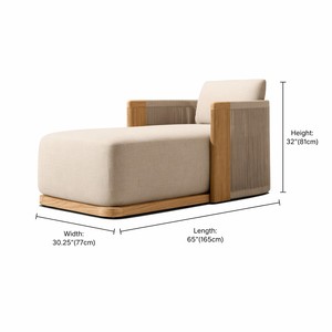 Tumbona Ajustable de Cuerda Tejida a Mano y Madera de Teca para Exteriores, Cama de Día Texturizada para Piscina, Ideal para Proyectos de Villas - Product Image 2