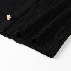 <span class=keywords><strong>Cardigan</strong></span> in Maglia Casual alla Moda con Colletto Peter Pan, Bottoni e Maniche Corte per Donna, Colore <span class=keywords><strong>Nero</strong></span> - Product Image 5