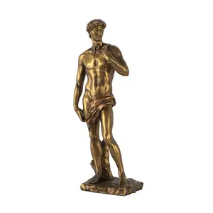 Custom Hars Sculpturen Van Modern Klassiek Huisdecoratie Antiek Bronzen David Grieks Standbeeld