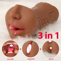 Sex Toy for Men, 3 in 1, Silicone Mouth, Anal Vegina
