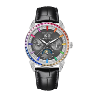Montre pour homme HANBORO de haute qualité, multifonctionnelle, boîtier en acier inoxydable, mouvement mécanique, résistante à l'eau 5 BAR, bleu turquoise