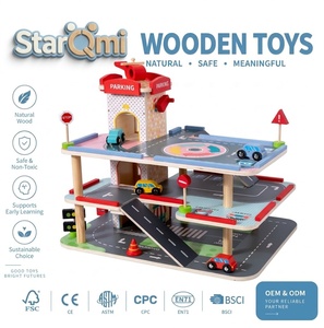 Parc de stationnement <span class=keywords><strong>en</strong></span> <span class=keywords><strong>bois</strong></span> à plusieurs niveaux, <span class=keywords><strong>garage</strong></span>, jouet pour enfants, <span class=keywords><strong>jeu</strong></span> éducatif précoce, <span class=keywords><strong>jeu</strong></span> de rôle, circuit de circulation, ensemble de véhicules - Product Image 1