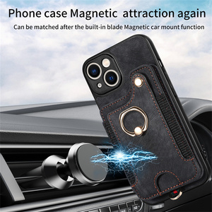 Custodia per telefono in pelle di lusso retrò con portafoglio magnetico con Slot per schede custodia per telefono per <span class=keywords><strong>iPhone</strong></span> 15 14 <span class=keywords><strong>13</strong></span> Pro Max - Product Image 4
