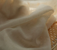 Rideaux translucides Owenie à passe-tringle en mélange de lin avec fil texturé horizontal varié, style américain, pour ombrage translucide