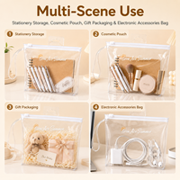 Pochette transparente en PVC imperméable avec fermeture éclair pour cosmétiques et fournitures de bureau