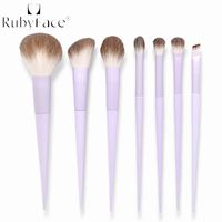 Ensemble de 7 pinceaux de maquillage professionnels, 3 pinceaux pour le visage, 4 pinceaux pour les yeux, poudre, contour, blush, fard à paupières, kit de mélange, rose lavande