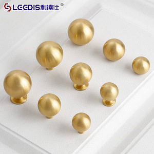 LGEDIS Minimalist Brass Cabinet <b>Knobs</b> Round Gold Drawer Wardrobe Handles Nordic Style Furniture Hardware - Product Image 1