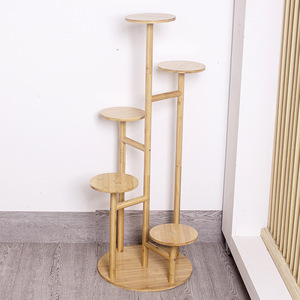 Support à fleurs d'angle en bambou à trois niveaux, étagère à plantes d'intérieur durable, support multi-niveaux - Product Image 2