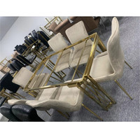 Vente en gros Table à manger longue rectangulaire avec dessus en marbre et pieds en acier inoxydable
