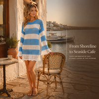 Robe midi en maille ouverte rayée pour femme, personnalisée OEM, à manches longues, ajourée au crochet, coupe ample, ourlet à volants, idéale comme cache-maillot de plage