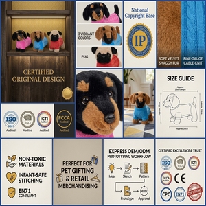 HUGMEI Super Soft Organic Cotton Flannel Collie Dog Puppy Plush Toy <strong>Dachshund</strong> <strong>Gift</strong> for Stress Relief - Product Image 2