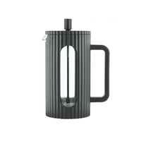 Cafetière à piston 600 ml en verre borosilicate, cafetière portable à piston, design cannelé