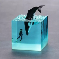 Lampe en résine époxy faite à la main pour la décoration intérieure, veilleuse de plongeurs, lampe de table micro-paysage, ornement unique, meilleurs cadeaux pour amis