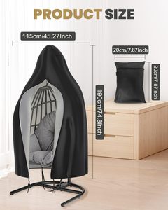 Funda para <span class=keywords><strong>silla</strong></span> de huevo colgante de alta resistencia con cremallera y cordón 210D Oxford Garden Swing Cover - Product Image 6