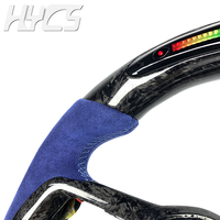 Volant sport en cuir bleu avec LED en fibre de carbone forgée personnalisé pour Ford Mustang S650 GT GT350 GT500 Shelby 2024-2026