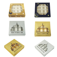 Eid Umrah Mubarak Ramadan Dekorationen Süßigkeiten Schokolade Kuchen Nuss Makronen Baklava Verpackung Geschenkbevorzugung Box mit 16 Fächern