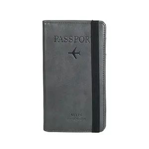 Bagsplaza 사용자 정의 RFID 블랙 가죽 대용량 방수 휴대용 지갑 티켓 비즈니스 여행 전화 여권 홀더 가방