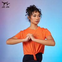 JIEJIN Nouveaux vêtements de yoga à manches courtes T-shirts d'entraînement en plein air à haute élasticité Sports d'entraînement de yoga