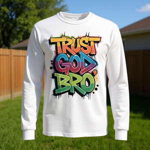 Camiseta de manga larga con diseño de Jesús, humorística, de fe cristiana, Trust God Bro - Product Image 3