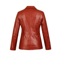 Blazer pour femme en peau de mouton rouge véritable, à un seul bouton, respirant, léger, coupe ajustée, mode automne/printemps/hiver, pour le bureau