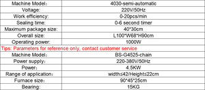 Machine d'emballage rétractable semi-automatique électrique BS-4525+4030 pour boissons, aliments, eau, bouteilles, canettes, textiles et films PE - Product Image 2