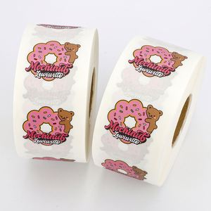 Autocollant rond en vinyle Mochinut avec motif ours et beignet, étiquette adhésive imperméable pour boulangerie, cadeau, artisanat - Product Image 3
