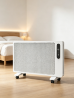 Chauffage par convection portable standard européen 230V blanc avec roulettes, minuterie intelligente, chauffage électrique domestique