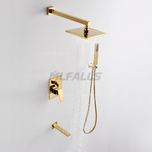 Oro Singola Maniglia a scomparsa Bagno <span class=keywords><strong>Doccia</strong></span> Rubinetto 8 Pollici <span class=keywords><strong>Soffione</strong></span> <span class=keywords><strong>Soffione</strong></span> Quadrato Bagno <span class=keywords><strong>Doccia</strong></span> Calda E Fredda Miscelatore Rubinetto Set - Product Image 6