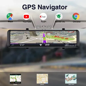 4G 라이브 스트리밍 4 + 64G wifi gps 네비게이션 자동차 블랙 박스가있는 12in 4g 자동차 카메라 무선 카플레이 & 안드로이드 자동 미러 자동차 dvr