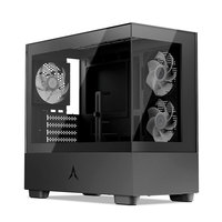 Casing Komputer Gaming ABKO U40M Black Steel MicroATX dengan Kipas Terpasang, Kaca Tempered, 3 Kipas ARGB, Audio, dan 2 Port USB 3.0