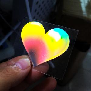 Etiqueta Adhesiva de PVC Personalizada, Redonda, Holográfica, Impermeable, Reflectante, con Purpurina Arcoíris, con Logotipo Troquelado, MOQ 500 Piezas - Product Image 1