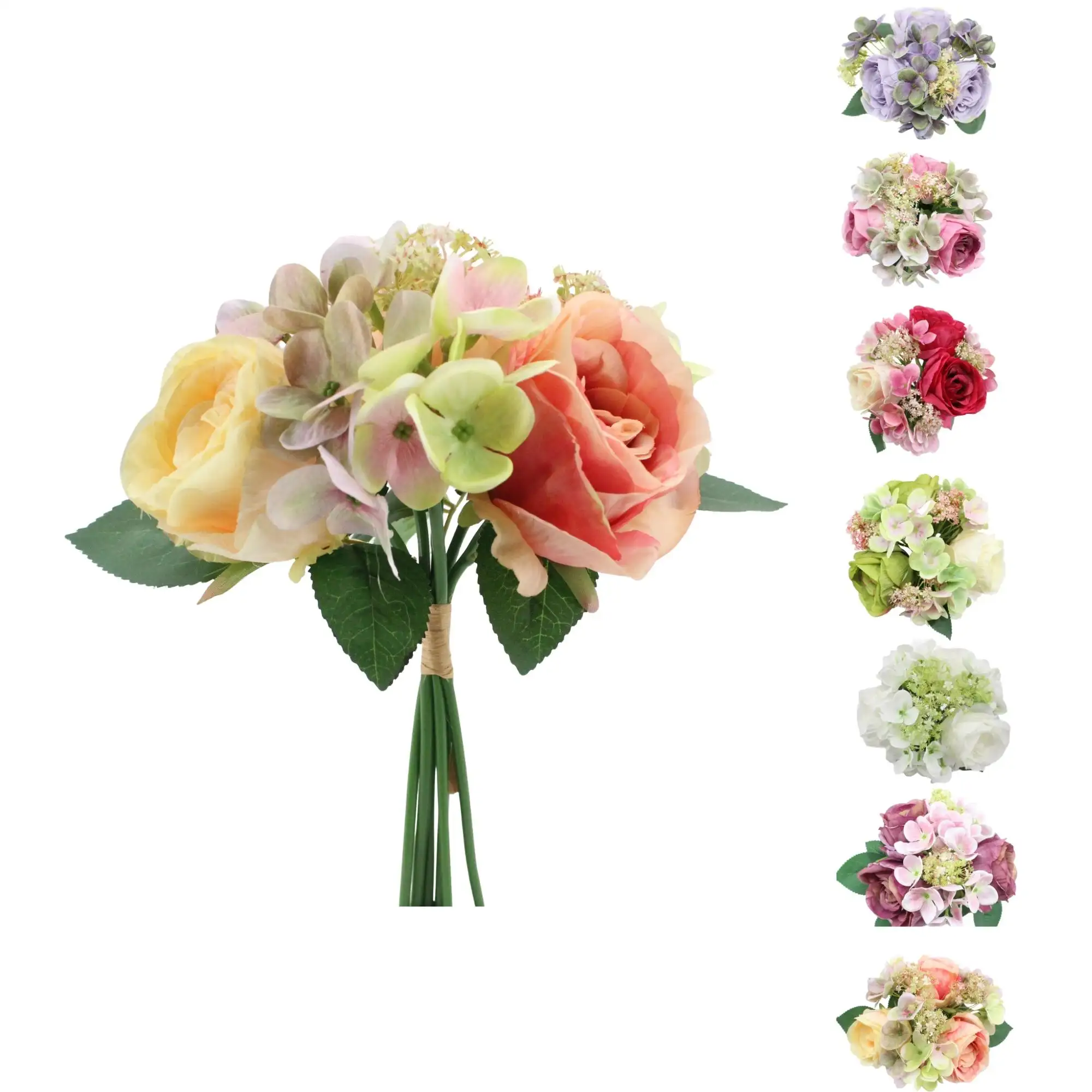 Manufacturers Of Direct Wedding Supplies Rose Hydrangea Floral Bundles Artificial Wedding Flower Bridal Bouquet For Decoration