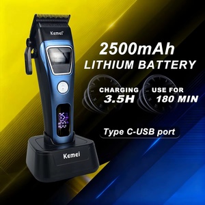 Tondeuse à <span class=keywords><strong>cheveux</strong></span> professionnelle Kemei KM-1911 pour hommes, lame DLC, moteur sans balais à rotor externe avec chargeur <span class=keywords><strong>de</strong></span> base et écran LED pour la <span class=keywords><strong>coupe</strong></span> <span class=keywords><strong>de</strong></span> <span class=keywords><strong>cheveux</strong></span> - Product Image 5