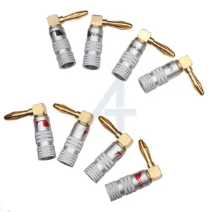 JIALUN ángulo recto 90 grados Banana Plug 4mm chapado en oro adaptador de altavoz de vídeo para conectores HIFI Banana - Product Image 6