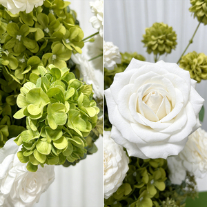 Sphère florale artificielle luxueuse verte et blanche, centre de table de mariage et décoration intérieure - Product Image 3