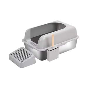 Litière <span class=keywords><strong>pour</strong></span> chat de luxe, grande capacité, <span class=keywords><strong>porte</strong></span> avant fermée, mise à niveau, voyage, portable, légère, plastique, acier inoxydable, capacité de 20 L - Product Image 2