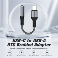 Adaptateur audio analogique Type-C vers 3,5 mm Plug and Play, cordon court tressé en nylon pour enregistrement musical sur téléphone portable